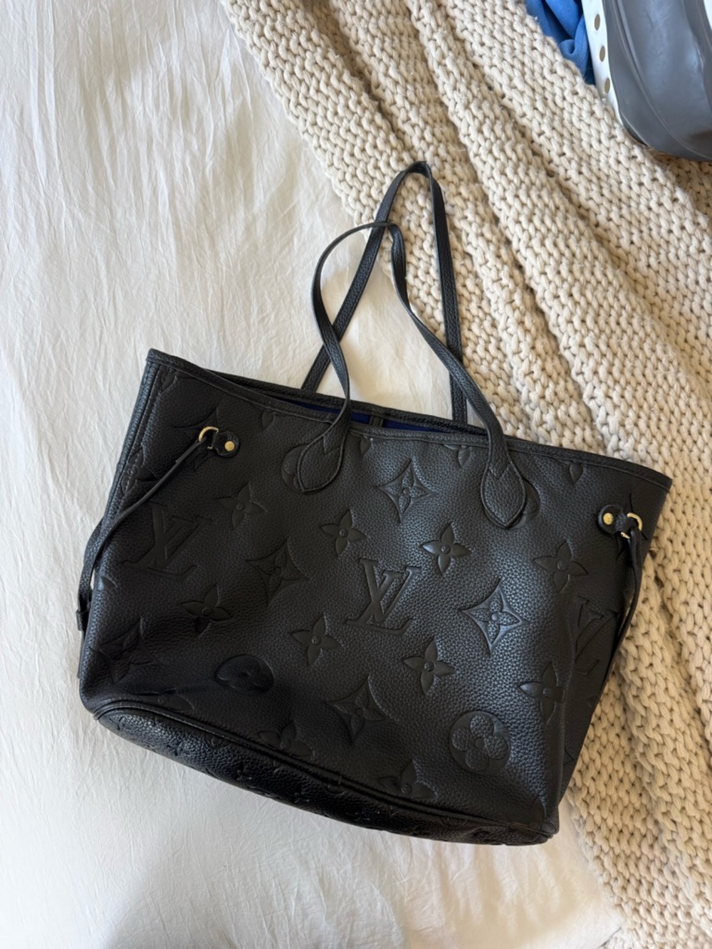 Louis Vuitton Black Embossed Monogram Leather Tote